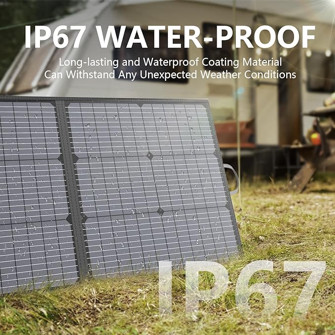 Solar Charger 110W Portable Solar Panel, IP67 Waterproof Foldable Solar Panel kit with 20V Output, 23.5% Efficiency Module for Outdoor Camping, Portable Power Station, Laptops, Motorhome, RV