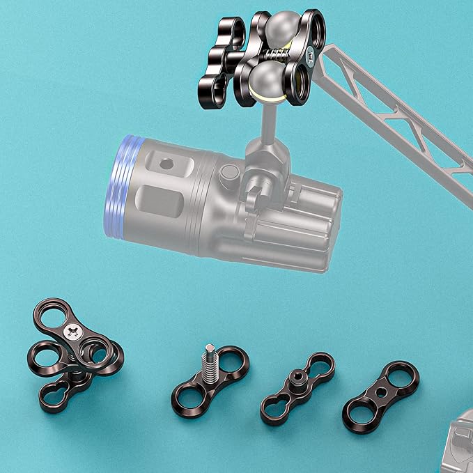 Seafrogs 1" Underwater Diving Camera Arm, Black Standard Underwater Ball Clamp for Underwater Photography Light System, Compatible with GoPro Action Camera and Flashlight Arms(CP-2)