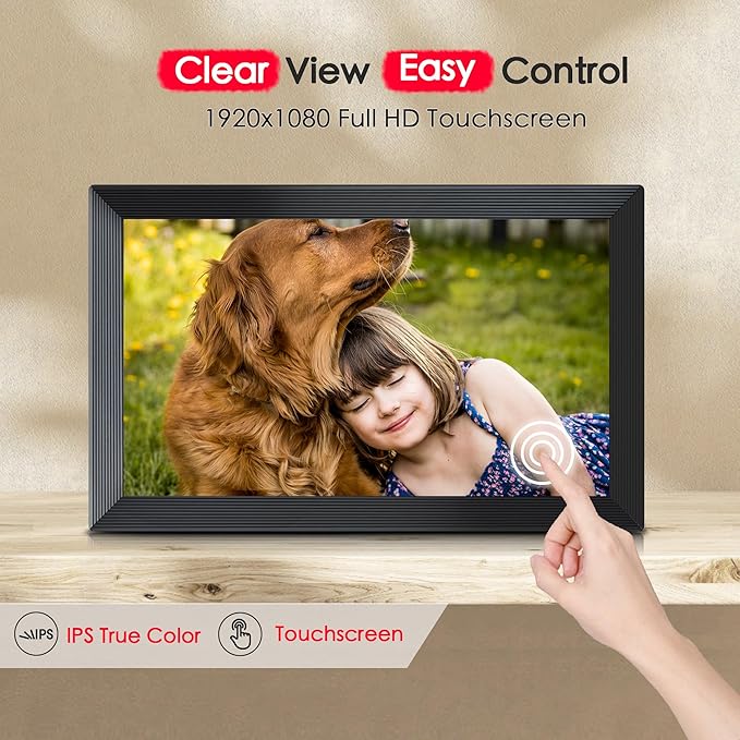 Digital Picture Frame, Frameo 15.6 inch Large Digital Photo Frame WiFi, 1920*1080 IPS FHD Touchscreen, 32GB Storage, Instant Share Pictures Video, Photo Frame Electronic, Gift for Mom, House Warming