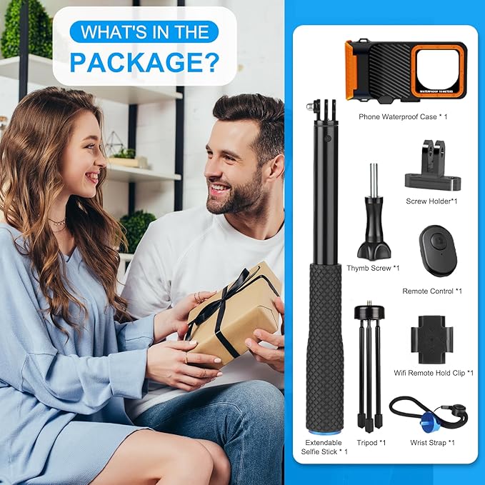 Bluetooth Selfie Stick, Underwater Diving Surfing Swimming Bluetooth Phone Selfie Stick, Extendable & Portable Waterproof Video Recording Compatible with iPhone/Android Cellphones and Gopro AKASO etc.