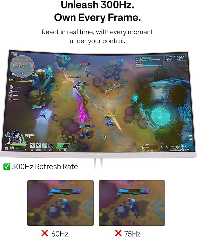 Pixio PXC279 Wave Pink 27 inch 300Hz Refresh Rate FHD 1080p Resolution 1650R Curved Fast VA Panel 1ms GTG Response Time Adaptive Sync HDR Curved Gaming Monitor