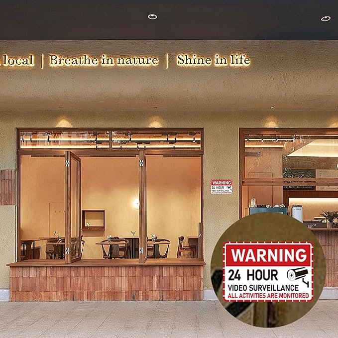 2PCS Video Surveillance Sign/All Activities Are Monitored, Waterproof Durable Security Camera Sign Sticker, Warning Signs for Home, Business, Property