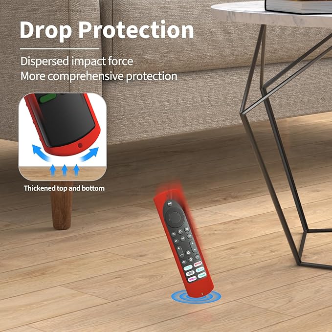 6.2 Inch Silicone Cover for Amazon Universal Toshiba FireTVs Remote Case Compatible with 6 Shortcut Buttons Remote/Fire TV Stick 4K Max 2nd Anti-Slip Case Sleeve(Red)