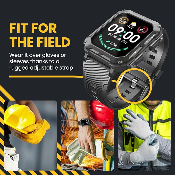 Rugged Smart Watch for Men, Original Smartwatch, Waterproof Digital Watch for The Toughest Jobs, with Fitness Trackers, Heart Rate Monitor, IP68, Pedometer, Workout Modes and More