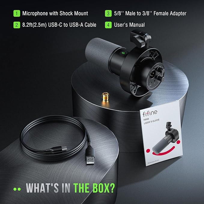 FIFINE Dynamic Microphone, XLR/USB Podcast Recording PC Microphone for Vocal Voice-Over Streaming, Studio Metal Mic with Mute, Headphone Jack, Monitoring Volume Control, Windscreen-Amplitank K688