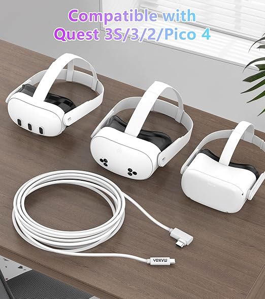 YRXVW Link Cable 10FT Compatible with Meta/Oculus Quest 3S, Quest 3, Quest 2/Pro, PICO 4 Accessories VR Headsets, Charging Cord and High Speed Data Wire, Charging Cable for Steam Gaming PC
