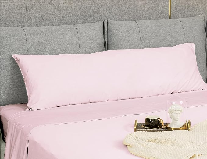 Sunflower Body Pillowcase 100% Cotton Long Pillow Cover/Case Envelope Closure 1 Pack, 21×54 inches Light Pink, Soft and Breathable