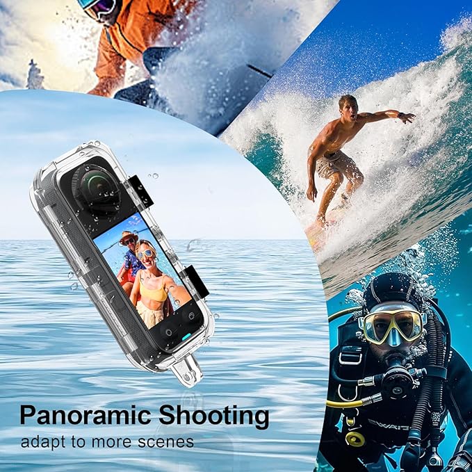 Hualele Waterproof Invisible Dive Case 50m/164ft Underwater Camera Housing for Insta360 X4, Shell Protective Case for X4 with Bracket Accessories Clear