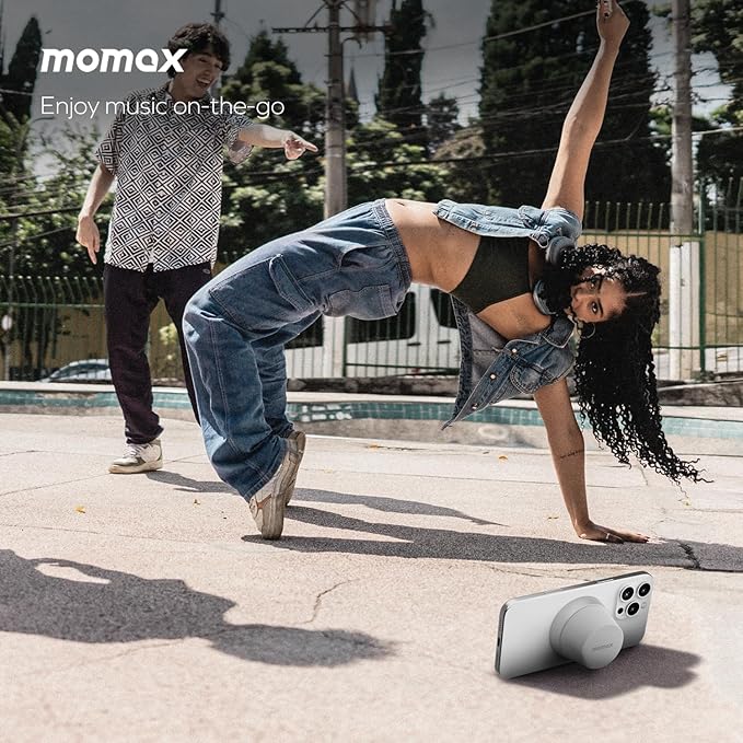 MOMAX Magnetic Portable Bluetooth Speaker - Mini Waterproof Shower Speaker with Bass, 12H Playtime, Outdoor Speaker True Wireless Stereo Pairing for Golf, Beach, Home, Travel, Gift Ideas, Silver