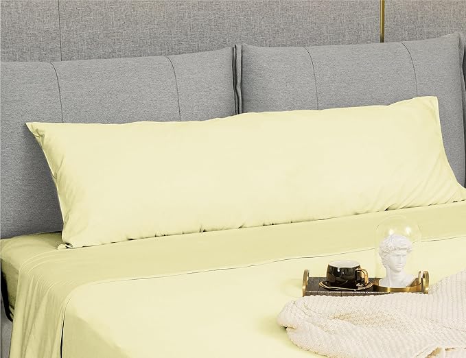 Sunflower Body Pillowcase 100% Cotton Long Pillow Cover/Case Envelope Closure 1 Pack, 21×54 inches Cream, Soft and Breathable