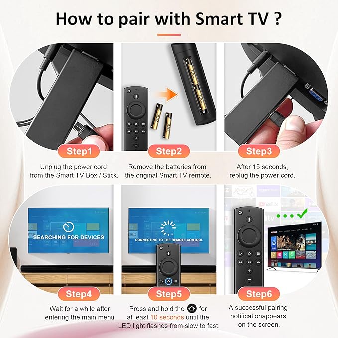 2nd Gen Replacement Voice Remote Control Fit for Fire Smart TVs 2nd/3rd Gen,TV Cube,TVs Stick Lite/4K Max,Not for Insignia-Toshiba-Pioneer Smart TV