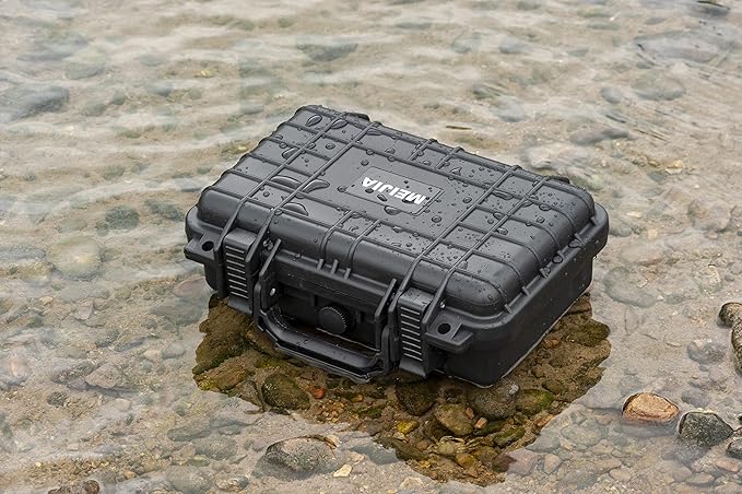 MEIJIA Portable All Weather Waterproof Protective Hard Case, Small Camera Case,Dry Case with Customizable Foam,Fit Use of Drones, Camera,Equipments, 11.65 ”x8.35”x3.78”