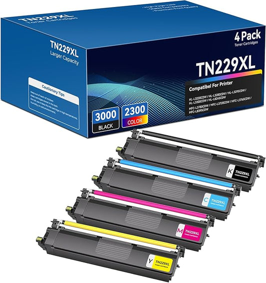 Compatible Brother TN229XL Toner Cartridges MFC-L3780CDW MFC-L3720CDW HL-L3280CDW Replacement for Brother TN229XL TN229 229 XL Work for MFC-L3720CDW MFC-L3780CDW L3765CDW HL-L3280CDW L3220CDW Printer