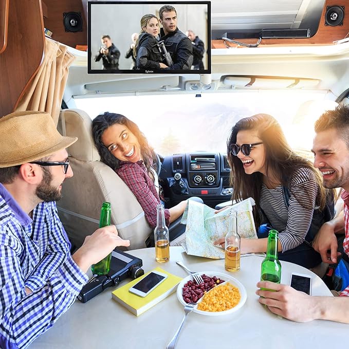 SYLVOX 27 Inch Smart TV 12/24 Volt TV 1080P FHD RV TV Android 11.0 Built-in Digital Video Disc Player with WiFi, Wireless Connection and Digital Noise Reduction Function