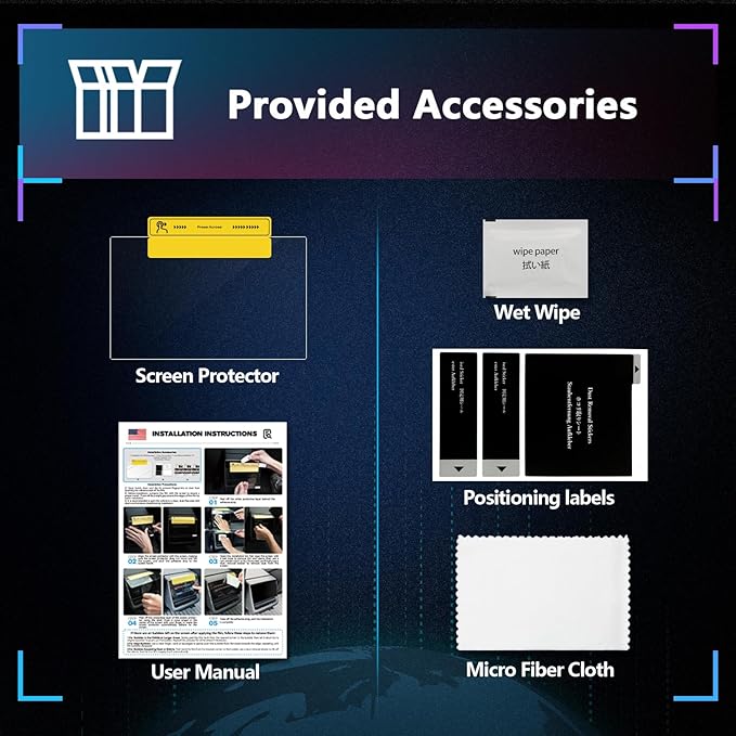 SXCY 5PCS for 2025 Lincoln Navigator Screen Protector [Tempered Glass, GPS]+[Nano, Front Display Apart] for Lincoln Navigator Accessories 2025 Navigator Display Screen