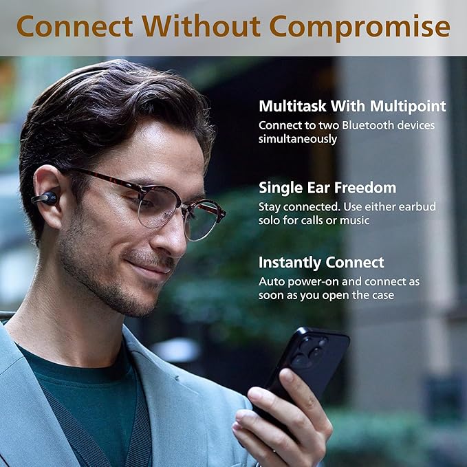 JVC Nearphones Open Ear True Wireless Headphones - Open Ear Earbuds - Bluetooth 5.3-24H Playback - IPX4 Water Resistant - Built-in Mic - Awareness & Comfort - Ear Clip Earbuds - HANP1T