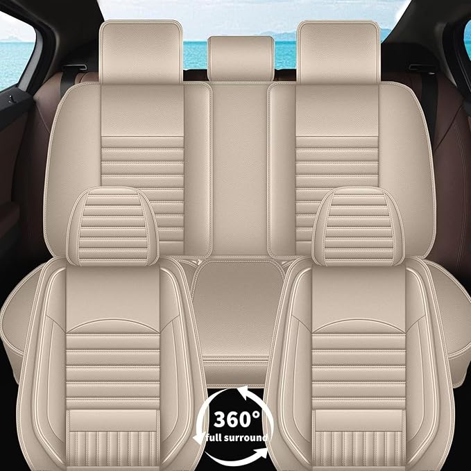 TTX LIGHTING Car Seat Covers Fit for Kia Sportage 2009-2026 Seat Covers Full Set 5 Seats Waterproof Faux Leather Car Seat Cushion Protector Compatible Airbag (Beige)