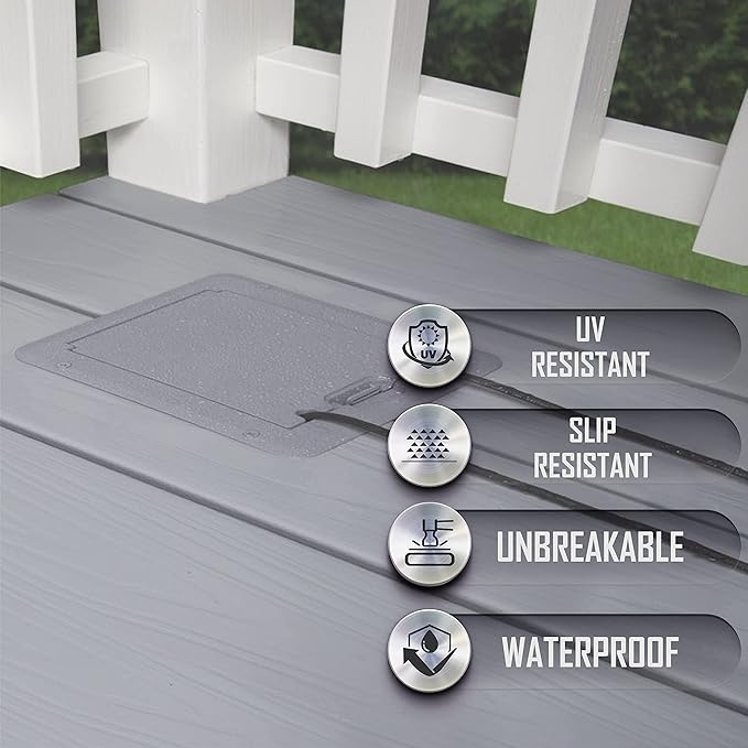 TayMac DOC320G Outdoor Comforts Gray In-Use Weatherproof Electrical Outlet Cover for Deck Box with Extension Cord Clamps for Duplex, Decorator, or GFCI