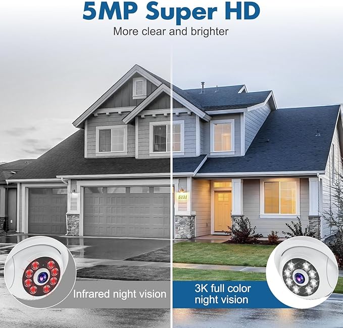 【Wireless Pro, 3K &10CH】5MP Outdoor Security Camera System Wireless, 4pcs WiFi Cameras Home Security System Video Surveillance with 1TB HDD, 7/24 Record,100FT Color Night Vision,Auto Track,2 way Talk