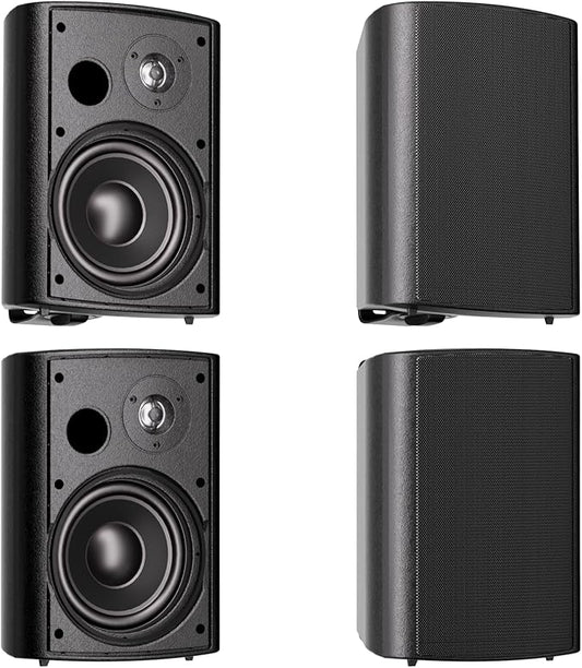 Herdio 6.5 Inches Outdoor Speakers Wired Waterproof Passive,Wall Mount Speakers with 800 Watts Powerful Bass for Home Patio Garden Covered Deck,All-Weather Durability,Black(2 Pairs)