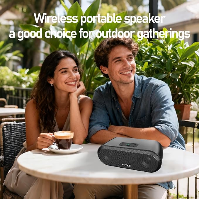 Portable Bluetooth Speaker with HD Stereo Sound, TWS Pairing, Type-C Charging, Wireless Party Bluetooth Speaker for Beach, Gatherings, and Travel (Black)