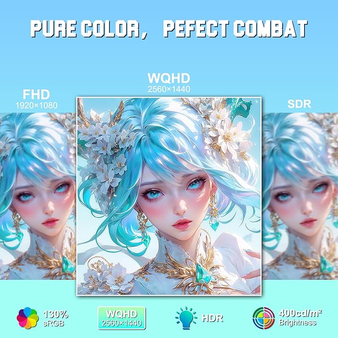 SANSUI 27 inch WQHD 200Hz 180Hz Gaming Monitor 2560×1440P-AMD FreeSync 1ms DCI-P3 95% Fast IPS Computer Monitor,Height Adjustable Vertical/Horizontal Rotating, 2×DisplayPort/HDMI 丨HDR丨Low Motion Blur