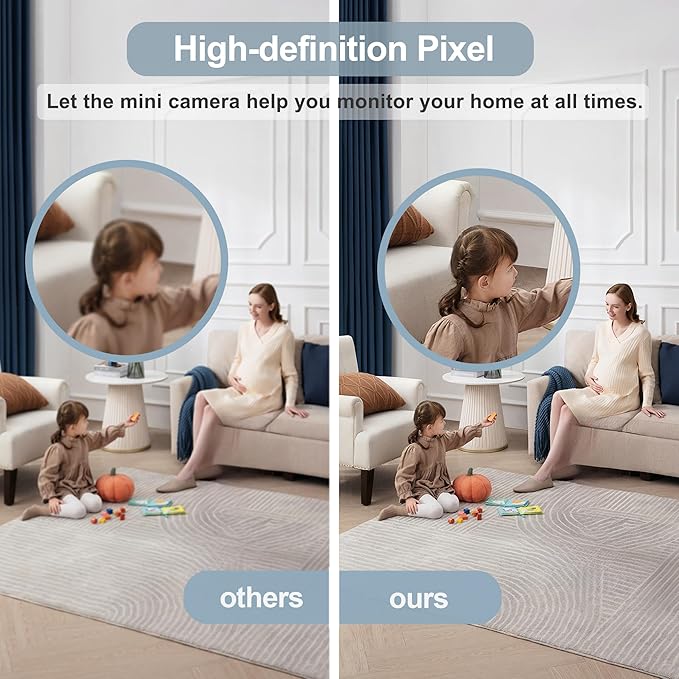 ZHENHAN Mini Camera Wireless Indoor Security Camera with Night Vision, Motion Detection, Dual Storage (Cloud/SD), App Control,Remote Viewing, Magnetic Mount for Home/Office 24/7 Monitoring