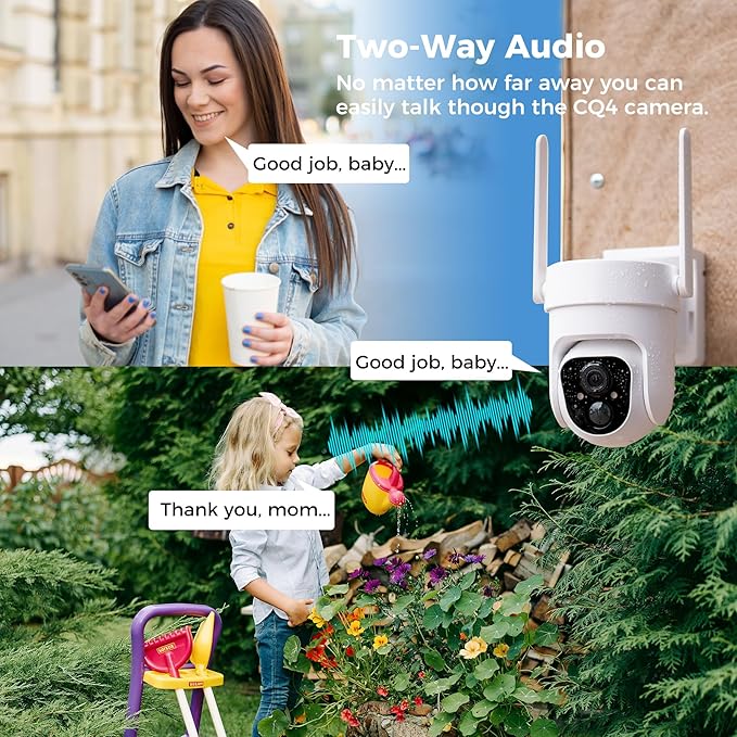 Vicohome 2CQ4 2K AI Solar Security Camera Wireless Outdoor and Indoor Camera, Battery Powered Cam, Color Night Vision,Two Way Audio,PIR Motion Detection, 360° View Pan/Tilt,Easy to Setup