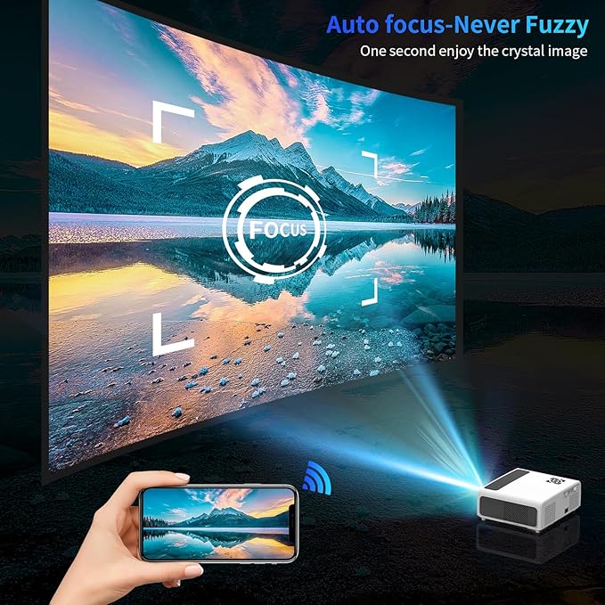 [ 2000 ANSI Auto Focus & Auto Keystone ] Smart 4K Outdoor Projector with WiFi and Bluetooth,4K Movie Projector, 50% Zoom & 30W Speaker,Dust-Proof,Home Theater Projector 4K+ for Phone/TV Stick/PC