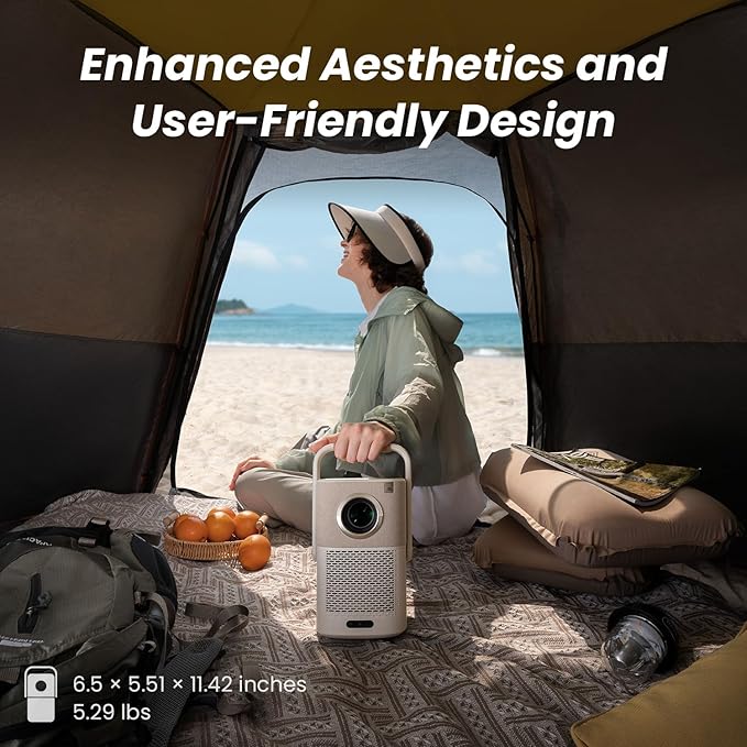 [Sound by JBL & Built-in Battery] Yaber T2 Outdoor Projector with WiFi 6 and Bluetooth, Native 1080P Smart Movie Portable Projector for Inside and Outside, Compatible with TV Dongle (Not included)