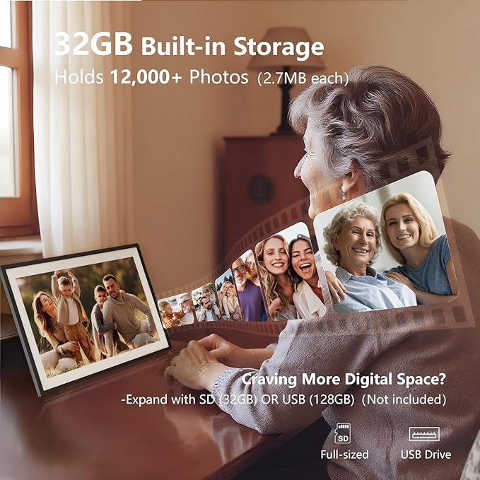 Digital Picture Frame, Frameo 15.6 inch Large Digital Photo Frame WiFi, 1920*1080 IPS FHD Touchscreen, 32GB, Instant Share Pictures Video, Photo Frame Electronic, Gift for Mom, House Warming, Wedding