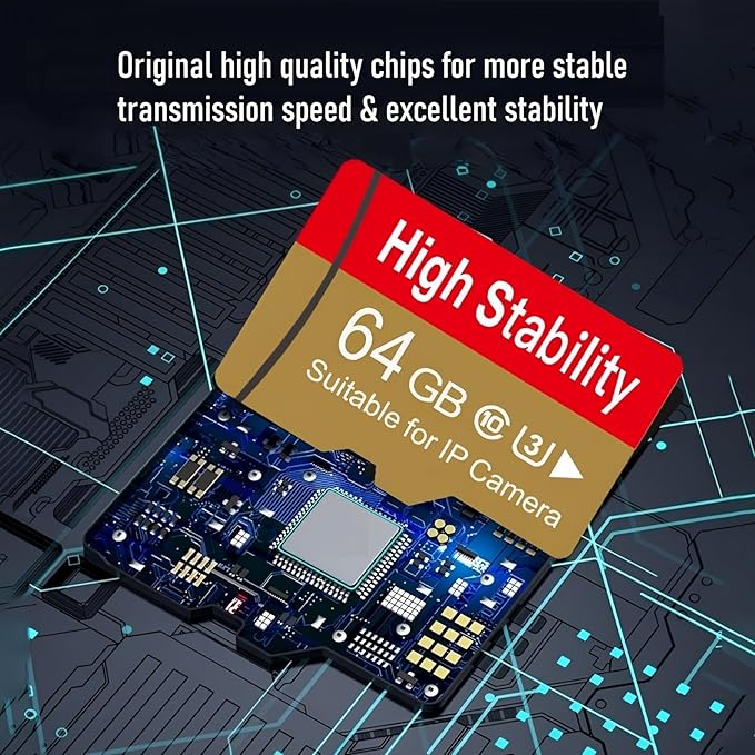 Memory Card, Micro TF Card U3 V30 4K UHD High Stability for Camera/Dash cam/Drone with Adapter (2 Packs) (64, GB)