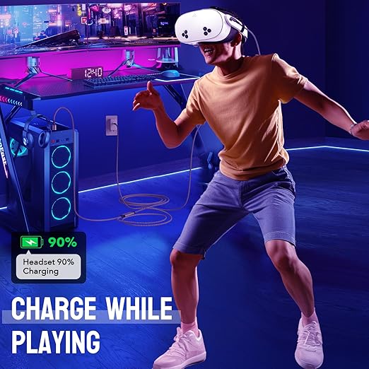 Link Cable for Meta/Oculus Quest 3s/3/2, 16FT Charging Cable Link, Connects Quest 3s and PC, 3 in 1 USB C Charging While Playing All Day, Providing Sufficient Power for VR Headsets (16FT)