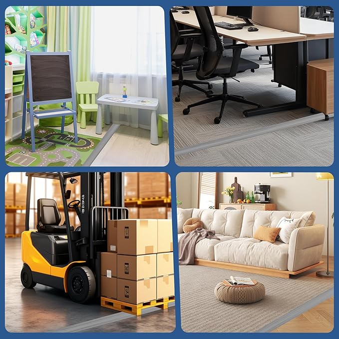 Floor Cord Cover for Wires on Floor Self Adhesive Cord Hider Floor Cable Management Wire Covers for Cords Protector Prevent Cable Trips Cord Cavity W 0.59" x H 0.31", Gray Wood, 10Ft