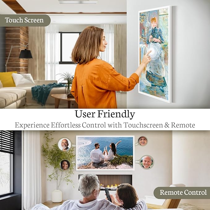 BSIMB 32 Inch Large Digital Picture Frame, Touchscreen 64GB 1920x1080 FHD WiFi Photo Frame Electronic Display Remote Control, Share Pictures/Videos via Free App/USB/SD Easy Setup Gifts for Mom, White