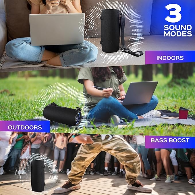 TREBLAB Ultra Loud Wireless Speaker - 60W Stereo Sound with Deep Bass, 20H Playtime, Powerbank, Waterproof, Loudest Portable Bluetooth Speaker for Home, Outdoor Party, Beach, Work, Travel, HD-Max