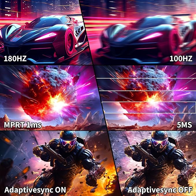 SANSUI 32-Inch Curved Gaming Monitor WQHD 2560 x 1440 180Hz Curved 1500R -Fast VA,1ms(OD), HDR, 300nits, sRGB 125%, DCI-P3 95%, FreeSync, HDMI x2, DP1.4x2(DP Cable Included)