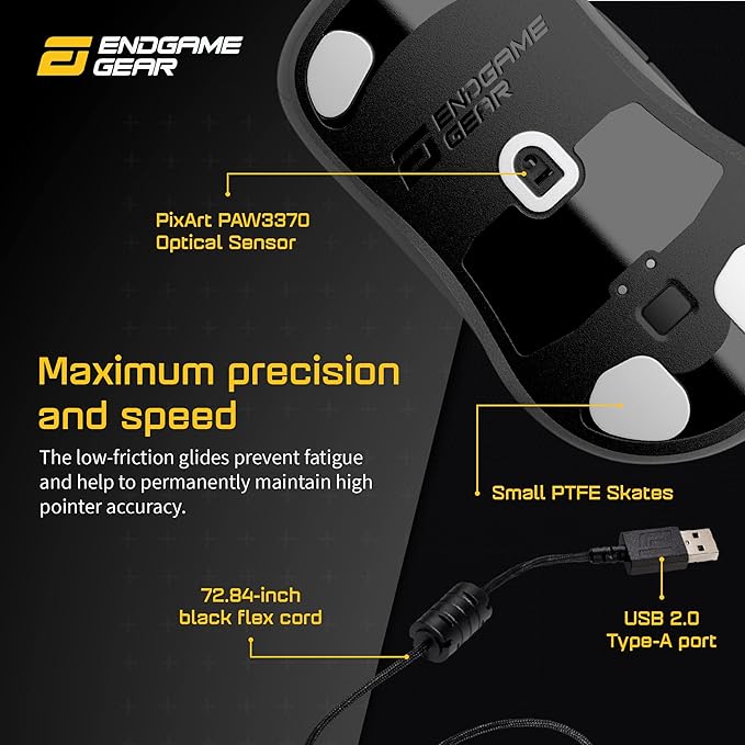 ENDGAME GEAR XM1r Gaming Mouse, Programmable Mouse with 5 Buttons and 19,000 DPI, Dark Reflex