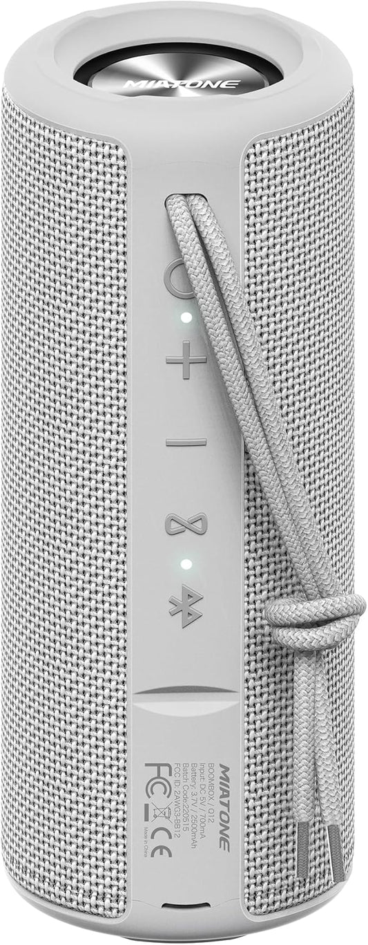 MIATONE Boombox Portable Bluetooth Speaker Wireless Outdoor Waterproof Speaker - Grey