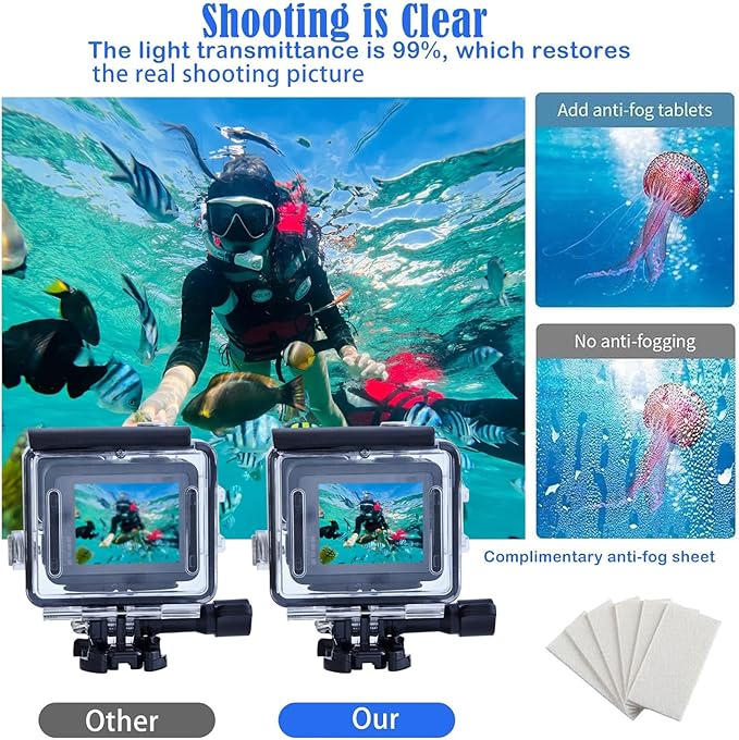 196FT/60M Waterproof Case for Go Pro Hero 4K, Underwater Diving Protective Housing Shell for Go Pro Hero 4K Compact Action Camera with Mount Hero 4K Accessories Kit