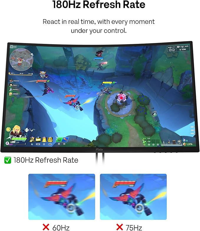 Pixio PXC278 Wave 27 inch 180Hz Refresh Rate QHD 1440p Resolution 1650R Curved Fast VA Panel 1ms GTG Response Time Adaptive Sync HDR Curved Gaming Monitor