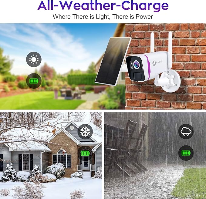 XMARTO 100% Wire-Free Solar PTZ Home Security Camera System Wireless, 4-Set 2K 4MP PTZ CCTV Camera Kit with 4K 10CH Expandable WiFi NVR + 4PCS 4MP Solar Battery WiF Cameras