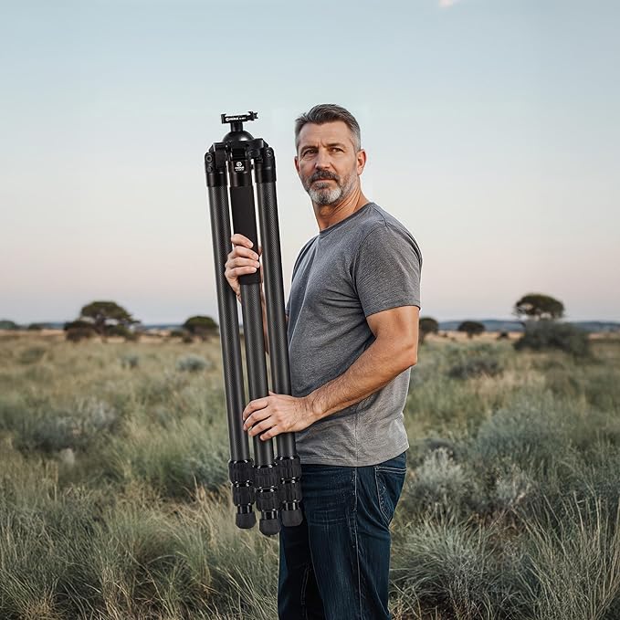 FANAUE HT-3630-65 Carbon Fiber Tripod with 65mm Ball Head – 360° Rotation, ARCA-Swiss Quick Release – 30KG Load, Lightweight & Heavy Duty,Photography, Hunting & Outdoor Activities