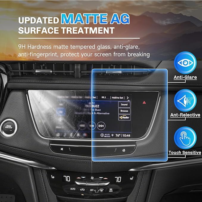 SXCY for 2025 Cadillac XT5/XT6 Anti-Glare Matte Screen Protector 8 Inch for 2020-2025 XT5/XT6 Accessories Navigation Screen Protector 9H Tempered Glass