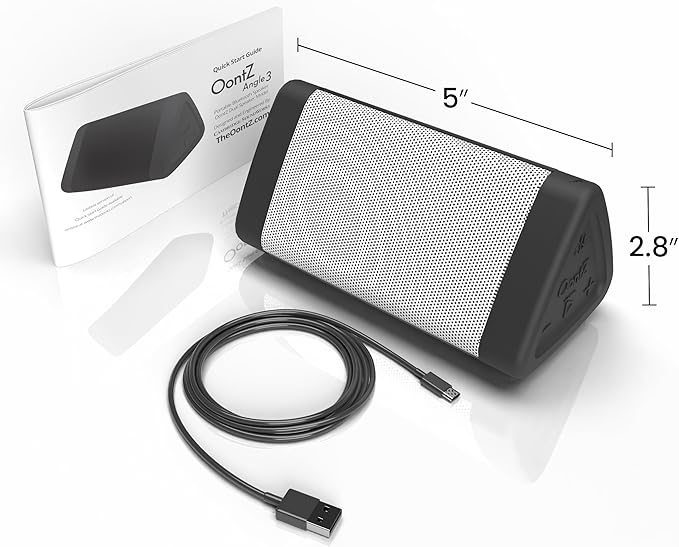 Oontz Upgraded Angle 3 Portable Bluetooth Speaker 5.0-10W Sound, 14-Hr Battery, 100ft Wireless Range, IPX5 Water-Resistant, Budget-Friendly Small Speaker for Travel, Party, Outdoor or Home (White)