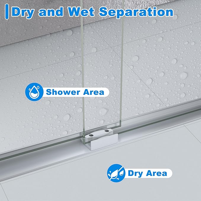 56-60" W x 58" H Bathtub Door Bathroom Tub Shower Door 1/4"(6mm) Thick Tempered Glass Shower Door with Stainless Steel Handle for Bathtub, Brushed Silver