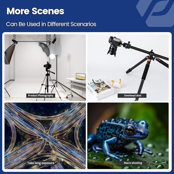 Fotopro Carbon Fiber Horizontal Tripod, 62.6 Inch 2-in-1 Camera Tripod Monopod with 360 Degree Ball Head Quick Release Plate for DSLR Video Camcorder, Max Load 22lbs