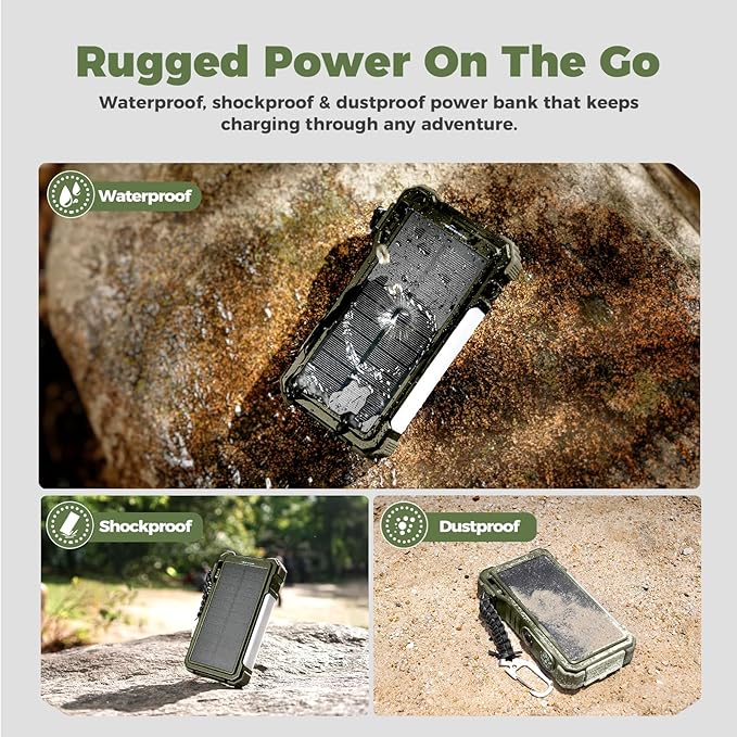 BLAVOR Solar Power Bank 20000mAh/74000mWh Built-in Cables, Wireless Charger for Apple Watch, 20W Fast Charging Battery Pack with USB C, Flashlight, Solar Charger for iPhone, iPad, iWatch, Samsung