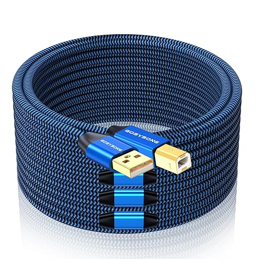 75ft USB 2.0 Printer Cable, High Speed USB A to USB B Printer Cord Compatible with Printers, Scanners,Keyboard (Blue)