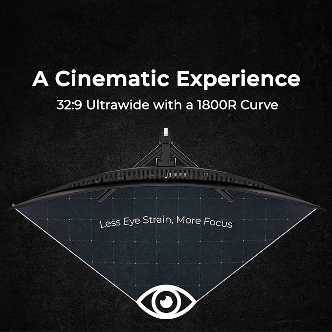 Deco Gear 49" QD-OLED Curved Ultrawide Gaming Monitor w/ 5120x1440, 144Hz, HDR400 True Black, 0.03ms, AdaptiveSync Premium, 100% sRGB, HDMI 2.1, 90W USB-C, Built-in Speakers, Height Adjustable Stand
